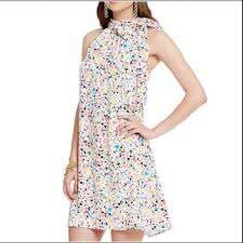 CeCe Candy Gems Print Halter Tie Neck Geometric Confetti Dress Multicolor Size 0